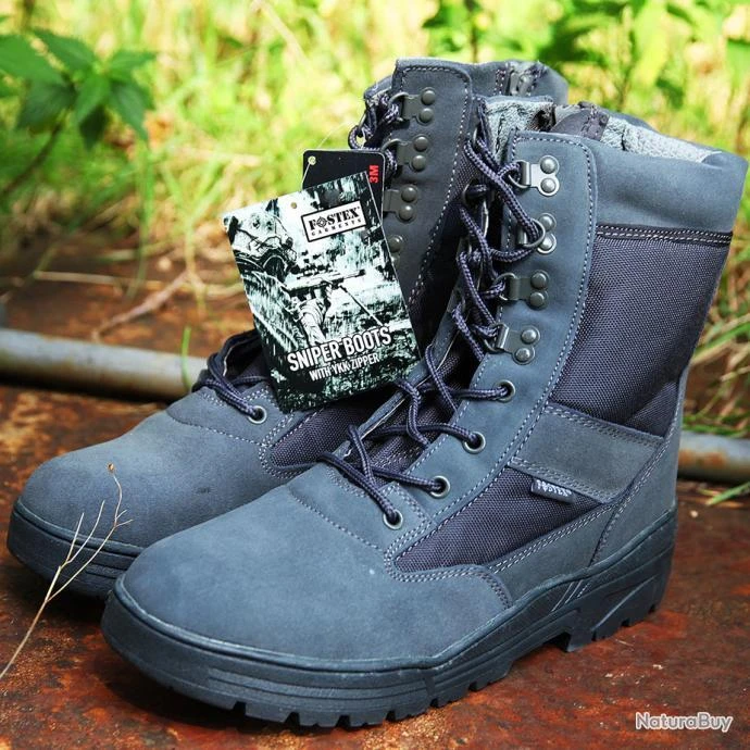 Bottes De Sniper Zippées Hautes Couleur Noir. 7 Bottes De Sniper Zippées Hautes Couleur Noir. – Image 5